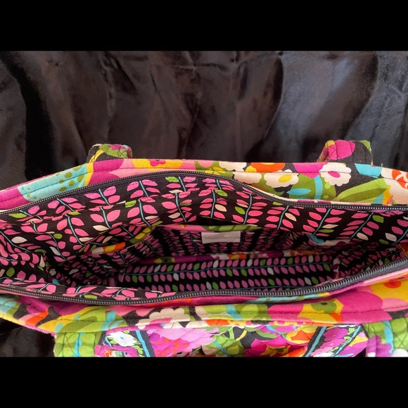 Vera Bradley Vintage Tote Shoulder Bag Purse Ext. Pocket 6 Interior slip pockets - Picture 6 of 7